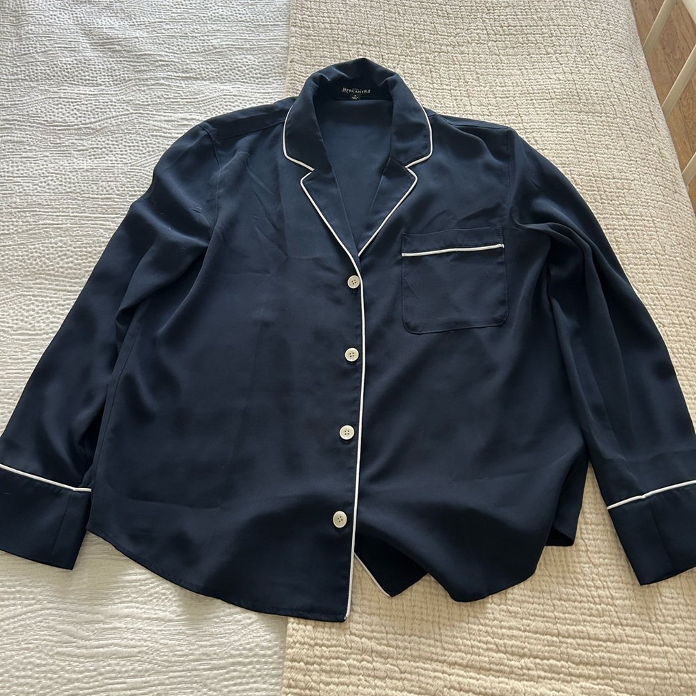 JCrew Sheer button up pajama style blouse